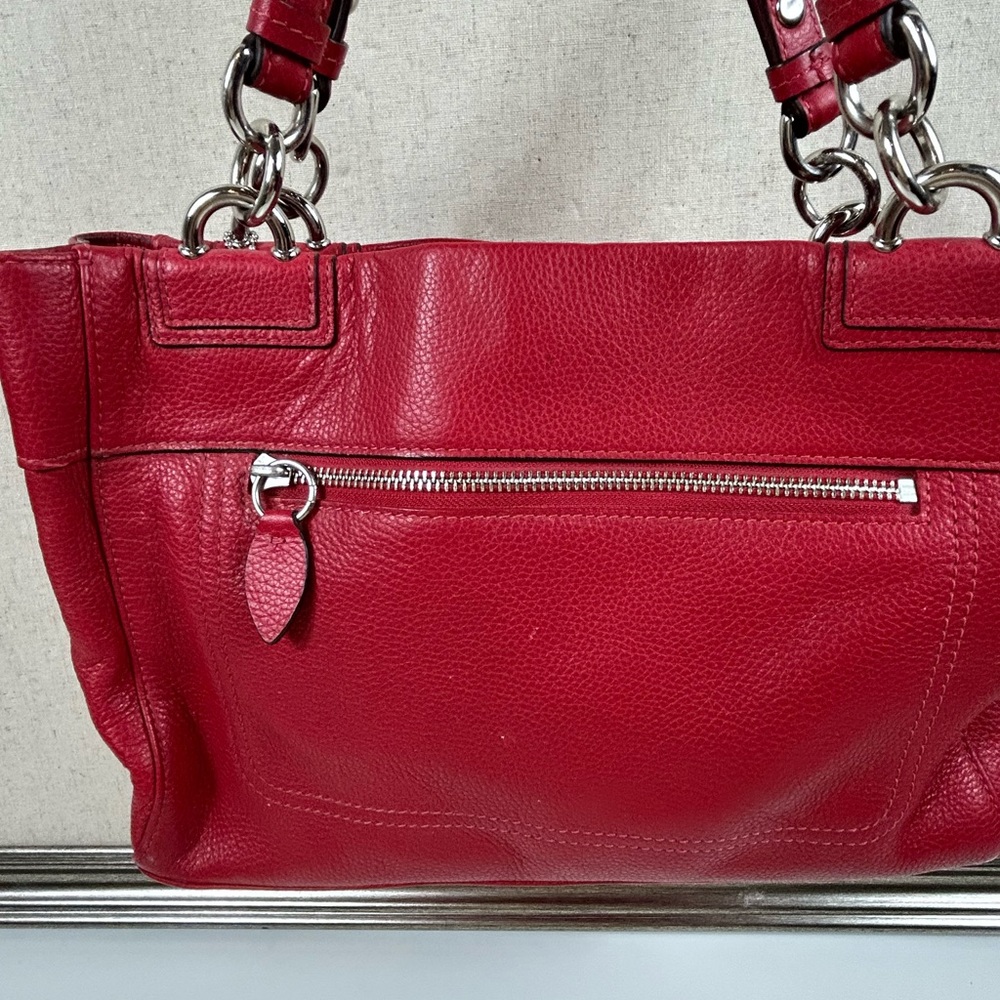 Coach Penelope Red Pebble Leather Shoulder Bag - Picture 6 of 14